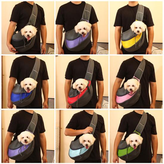 Pet Carrier Backpack Large Capacity Zipper Closure Hands-Free Mesh Sling Bag Breathable Design Mesh Cloth Crossbody Shoulder Bag