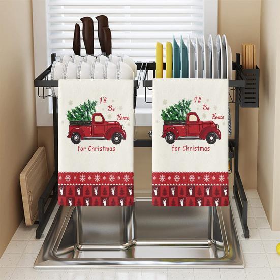 Dish Cloth Towel Multi-purpose for Party Quick-drying Xmas Tree Snowman Print Cleaning Towel Excellent Kitchen Cleaning Fluffy Texture