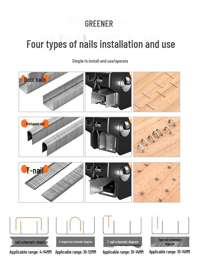 Martin Manual Nailing Gun, Staple Gun & Air Nailer for Woodworking - Household U-Shaped Stapler