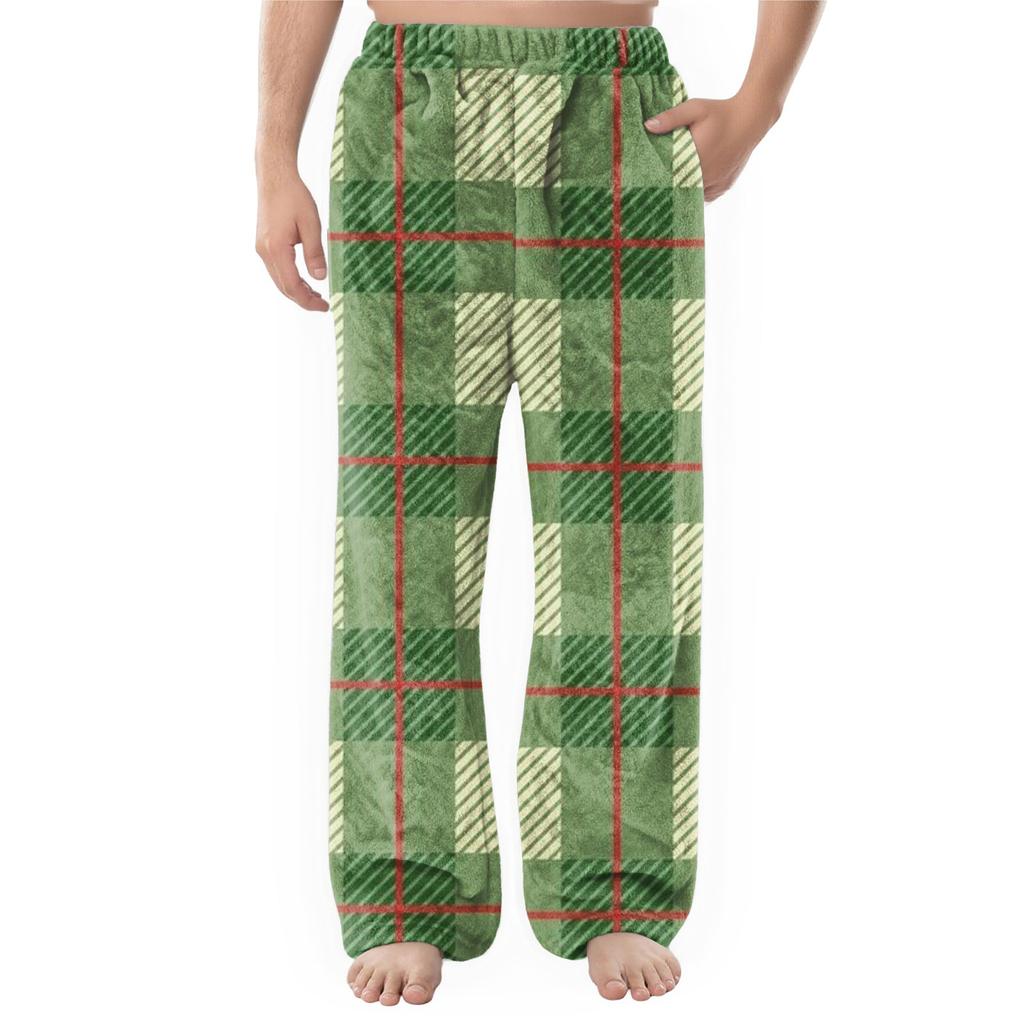 Мужские фланелевые повседневные брюки с карманом, Повседневные брюки с принтованным карманом, Домашние брюки для сна