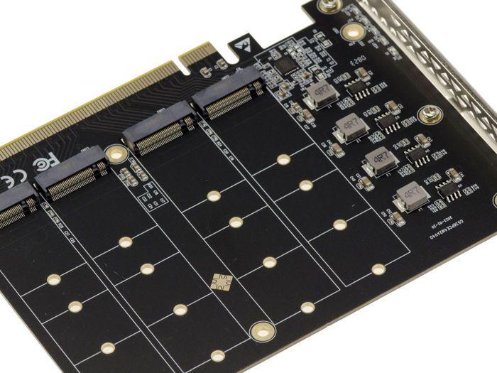 Carte contrôleur M2 PCIe 3.0 x16 pour 4 SSD M.2 NVMe M Key avec radiateur aluminium