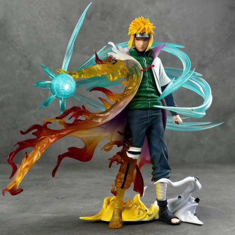 Статуэтка Naruto Minato Namikaze «Желтая Вспышка» из серии GEM, 26 см, Световая фигурка с двумя вариантами головы, Коллекционный дисплей из аниме