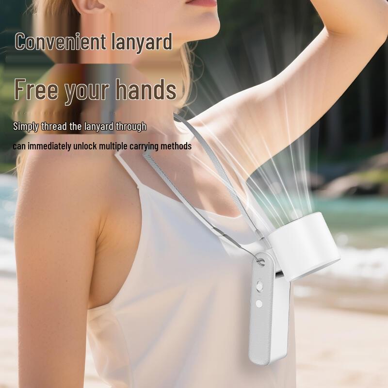 2025 Portable USB Rechargeable Neck-Hanging Mini Handheld Foldable Cooling Fan with Strong Wind for Outdoor Use