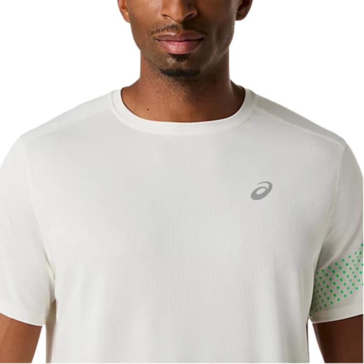 ASICS Running T-Shirts Men's Cream/Vibrant Green Moderate 2011D458-100
