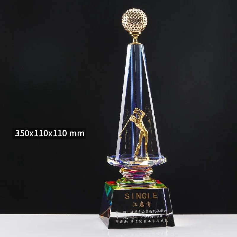 Customized High-End Sports Golf Crystal Trophy, One shot Hole, Competition Award Medal, New Home Decoration, Free Engraving, 1Pc