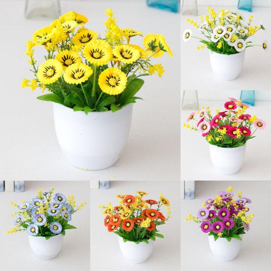 Artificial Flower Pot Chrysanthemum Desktop Decor Plastic Everlasting Fake Potted Plant