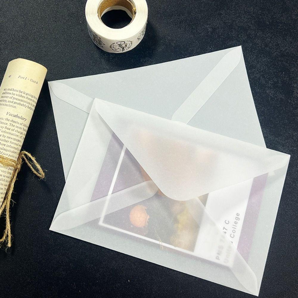50Pcs/Pack Matte Frosted Vellum Paper Envelopes Simple Wedding Invitation Pouch for Photos Storing