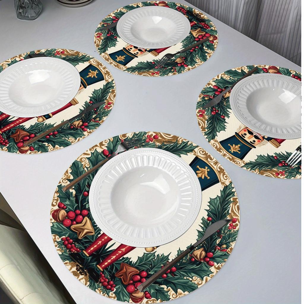 4-Piece Nutcracker Christmas Placemats Family Gatherings Christmas Parties Holiday Table Decor & Accessories