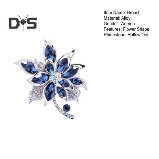 Цветочная брошь со стразами, украшение для торжественного костюма, воротника, шляпы, шарфа, прищепка, ювелирные изделия для выпускного бала.