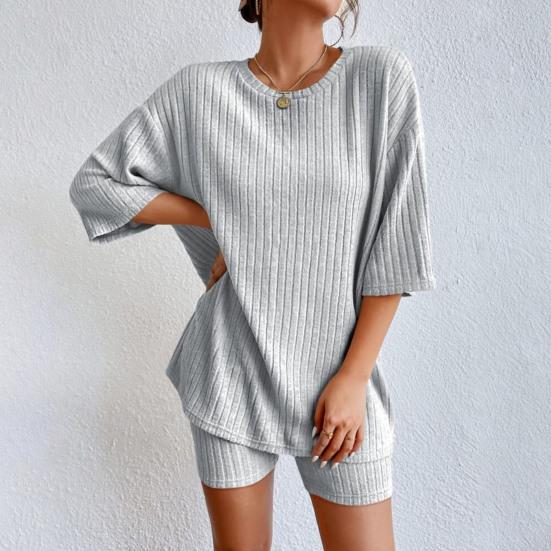 Женский летний спортивный костюм из 2 предметов с круглым вырезом и короткими рукавами, тонкий топ в американском стиле, шорты с высокой талией, спортивный костюм, летняя одежда для йоги