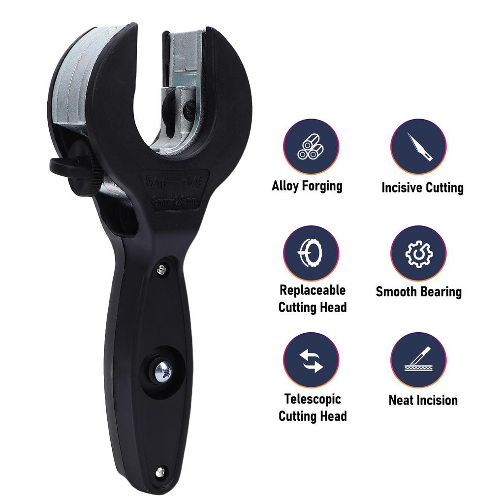  Rotating Head Pipe Cutter, Alloy Cutting Head,   Mechanism 8-29mm, Zinc Alloy, Quick Disassembly System,   Bearing, Multiple Rollers Fo