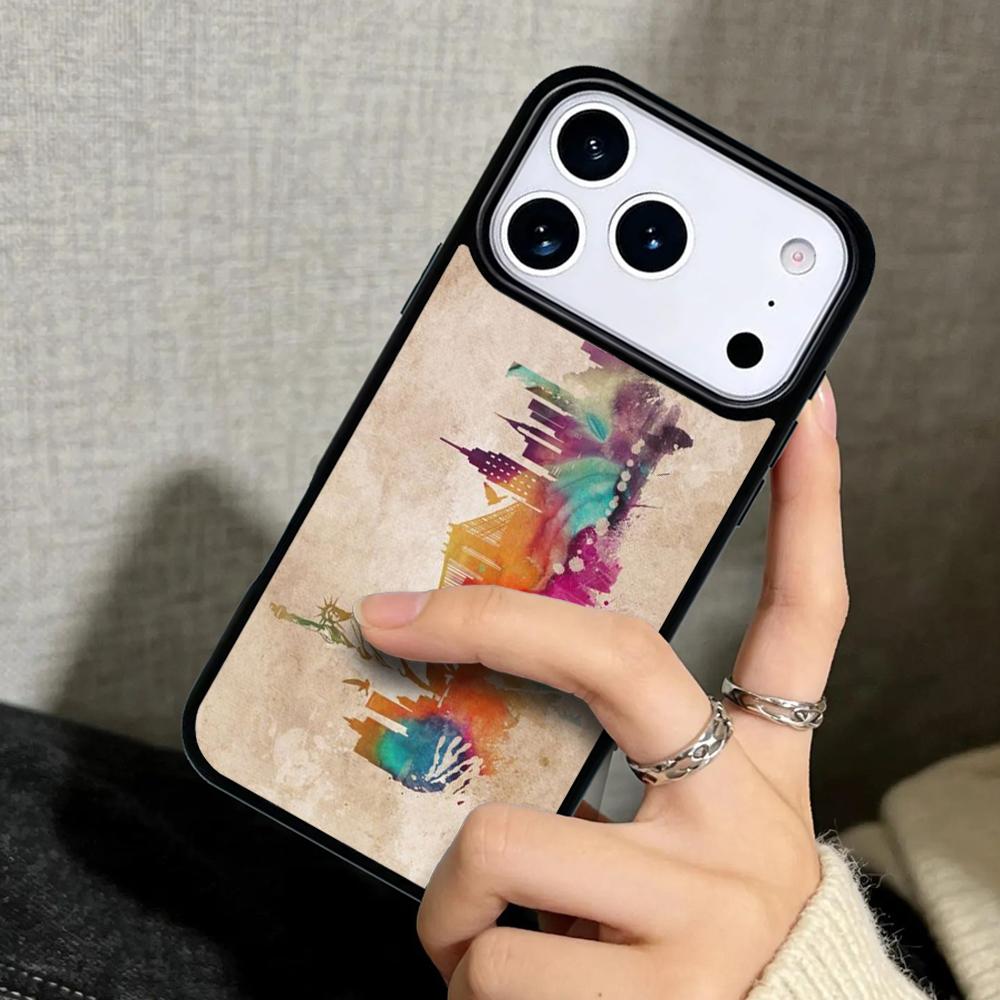 Чехол Case для iPhone 17 Air 16 Pro Max 15 Plus 11 13 Mini 14 12 Задняя крышка телефона Город Нью-Йорк мягкий