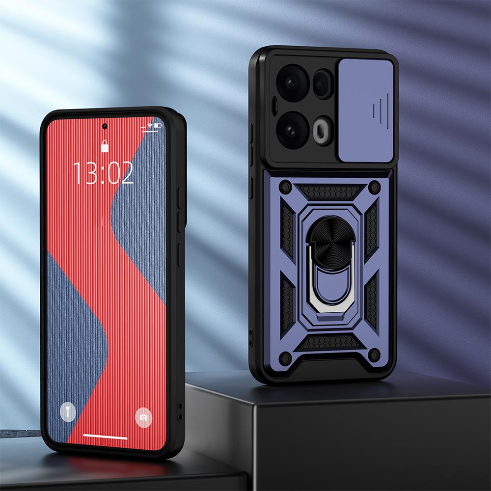 KEYSION Противоударный защитный чехол для OPPO Reno13 Pro 5G Силиконовый + ПК слайдер камера защитное кольцо подставка чехол для телефона для OPPO Reno 13