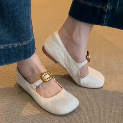 Серебристые женские туфли Мэри Джейн, модные, неглубокие, в стиле ретро, кожаные, женские, удобные, с мягкой подошвой, балетки, обувь Graany