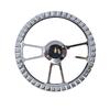 Universal 14 Inch 350mm Classic Retro Microfiber Leather Steering Wheel Black Chrome Plated Three Spoke Bracket 7mm Thick