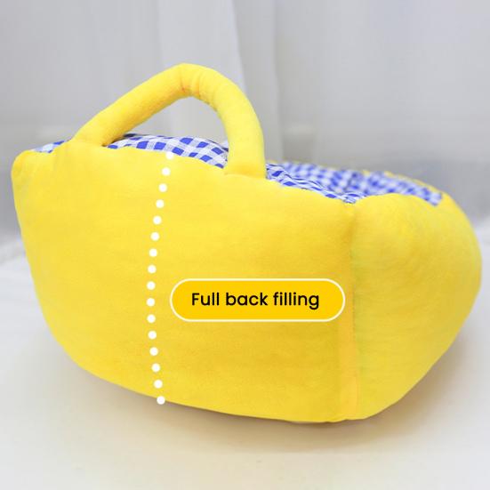 Pet Nest Bed Cartoon Style Striped Plaid Print Non-Slip Bottom Small-Medium Dogs Cats Nest Three-sided Embrace Pet Bed