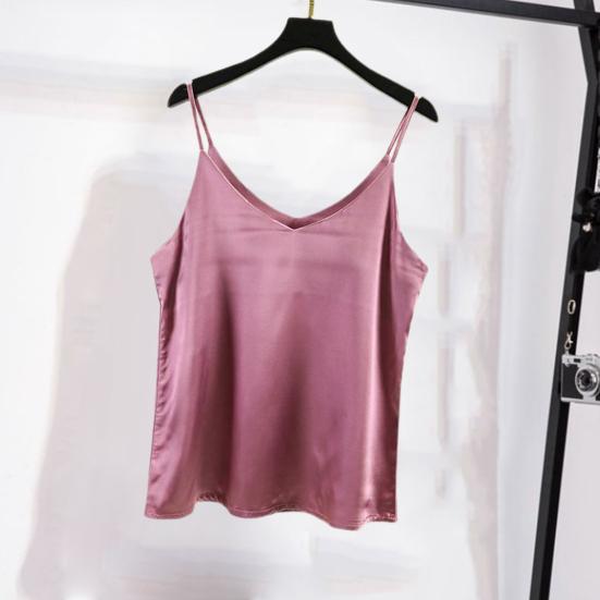 Майка с V-образным вырезом, однотонная, очень мягкая, без рукавов, свободного кроя, полиэстер