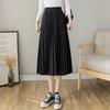 Женская плиссированная юбка, эластичная, высокая талия, однотонная юбка миди, мягкая, дышащая ткань, универсальный стиль, повседневная юбка
