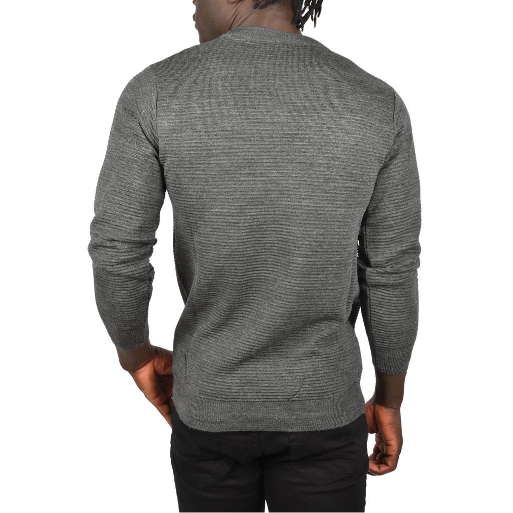 DeepSEA Striped Patterned Crew Neck Slim Cut Knit Sweater 2505492