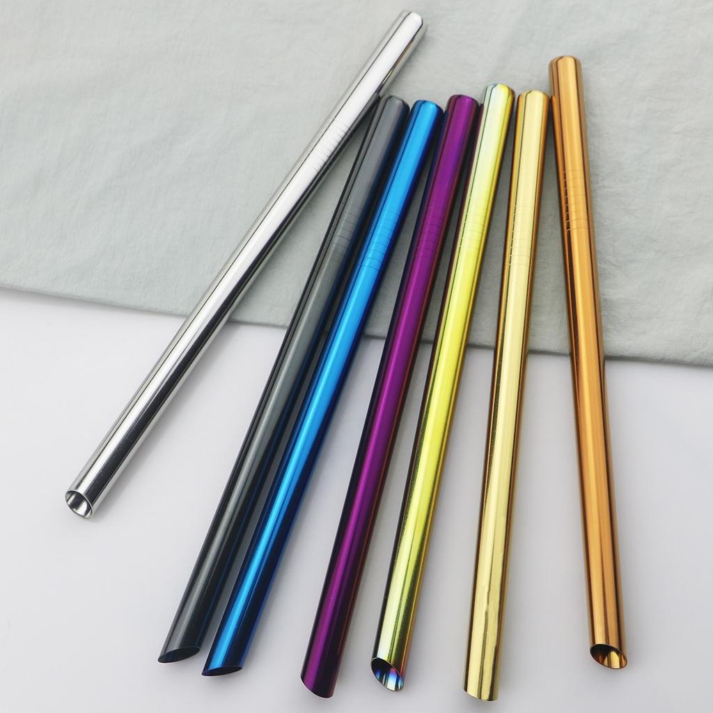 Многоразовые металлические трубочки для питья из нержавеющей стали 304, прочные изогнутые прямые трубочки для напитков с щеткой для чистки