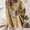 Women New Casual Fashion Hollow Hook Sweater Big Size Loose Solid Color Knit Sweater