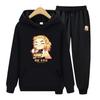 Anime Demon Slayer Printing Hoodies+Pants Two Piece Set Womens Hoodies Tracksuits Jogger Pants Thick Warm Clothes