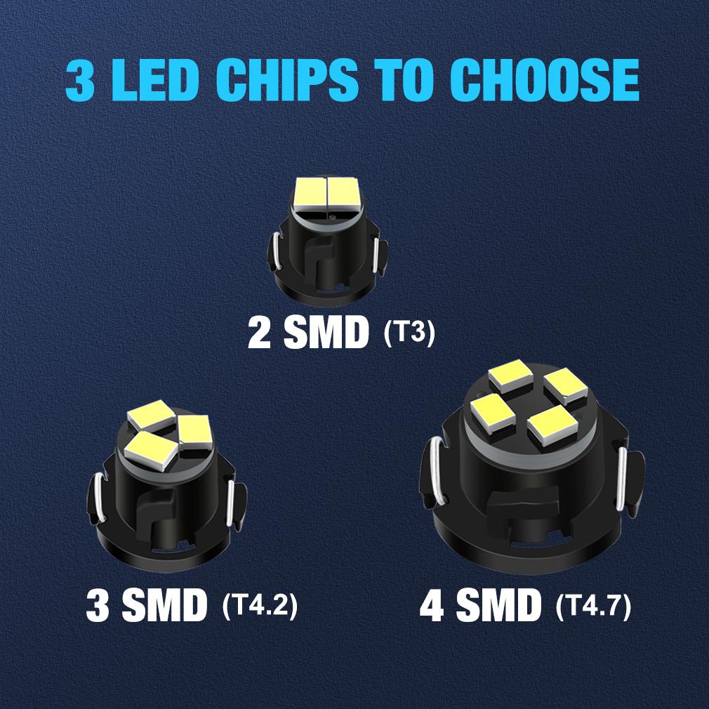10Pcs T3 T4.2 T4.7 LED Light Bulbs 2016 SMD Car Interior Instrument Lamp Auto Dashboard Indicator Light White Blue Red Yellow Green 12V