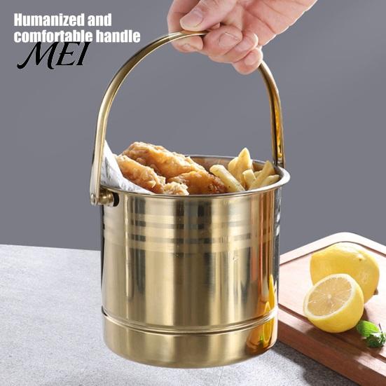 Ice Bucket Stainless Steel with Removable Strainer, Bar Wine Champagne for Home Gatherings Cooler Beer Red Wine, Portable Snacks Filter