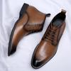 Модные мужские туфли в винтажном стиле, удобные мужские кожаные повседневные ботинки, деловые туфли, высокие мужские ботильоны на шнуровке, базовые ботинки