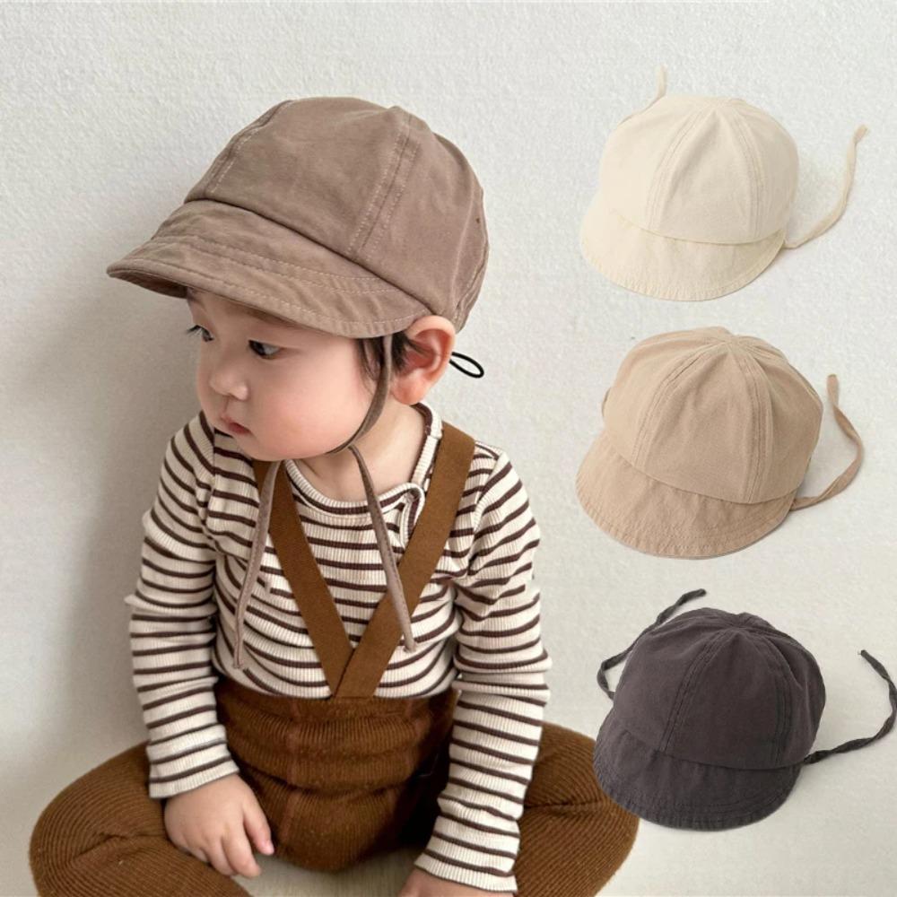 New Solid Color Sun Hat Adjustable Lace-up Bucket Hats Drawstring Infant Hat Summer
