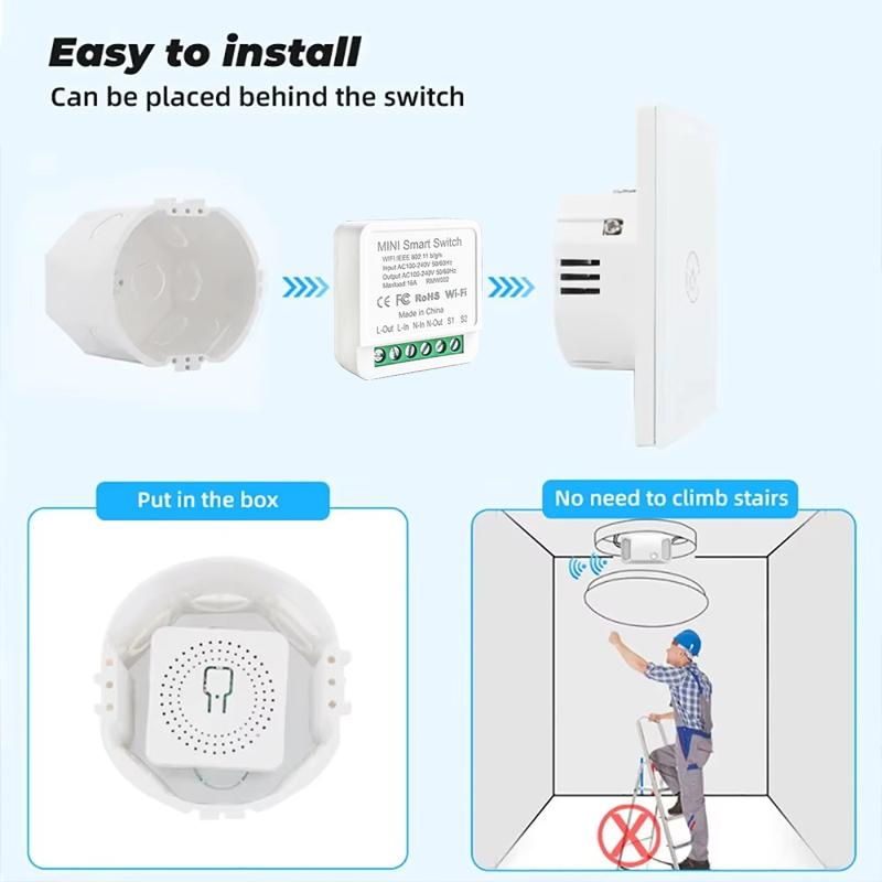 16A 20A WiFi Smart Wireless Switch 2-way Control Mini Smart Breaker APP Control AC100-240V Work With Alexa Google Home Cozylife