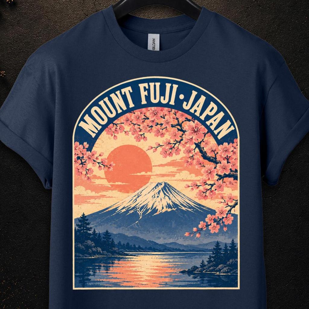 Mount Fuji Japan Shirt, Mount Fuji Sunrise Vintage Travel Poster Tee, Japan Souvenir Gift, Japan Fuji Bucket List Vacation Lover Tee