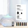 550ml Wood Grain Essential Oil Diffuser  Comes with Remote, 6 Oils & 7 Color LED Mood Light