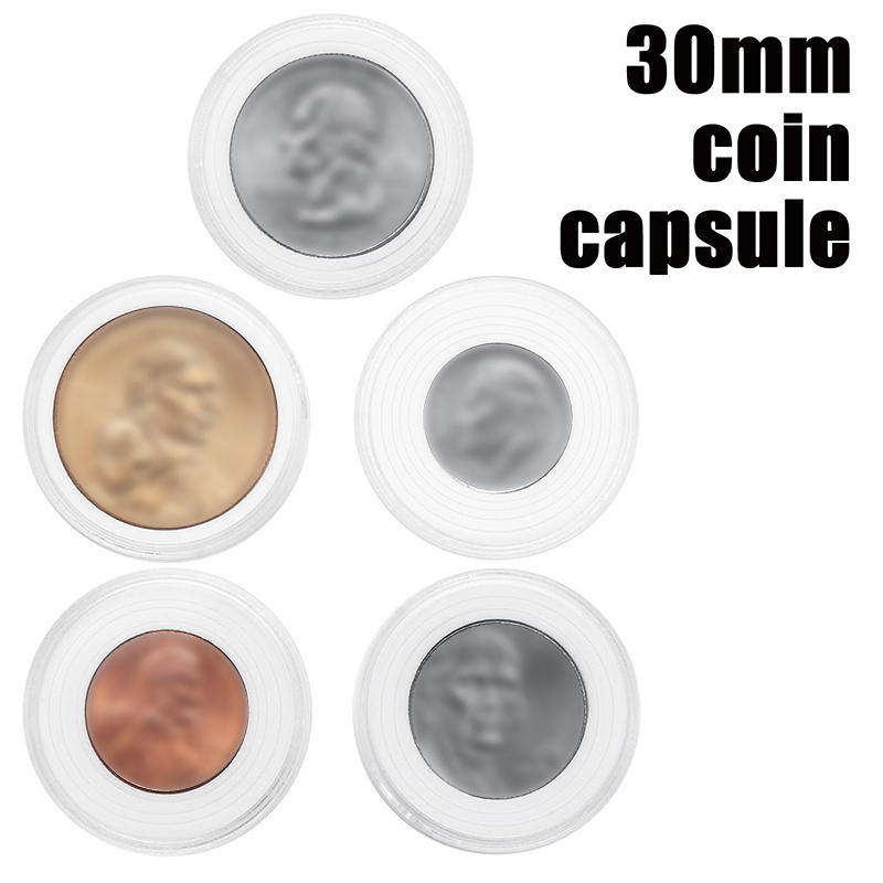 100PCS Clear Coin Holder Capsule Case with Protector Gasket Plastic Storage Box for Collectable Coins Medal Collection Supplies