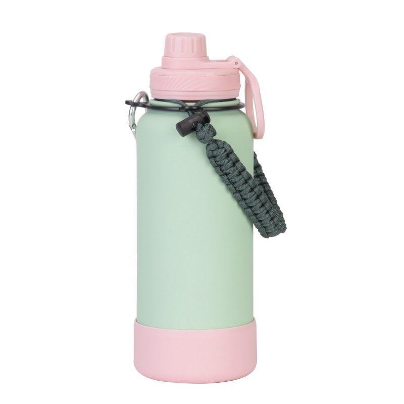 2025 New Cross-Border 1L Large-Capacity Thermos Cup with Non-Slip Bottom, Portable Handle, Outdoor Sports Multi-Color Water Bottle