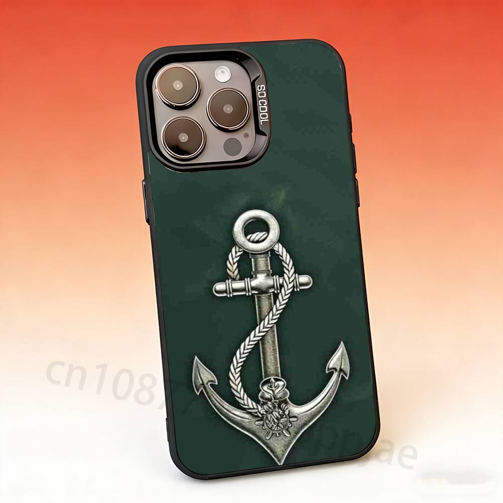 Anchor Boat Ship Wheel Phone Case For iPhone 17,16,15,14,13,12,11,Pro,Max,Plus,Mini Candy Matte Shockproof Cover