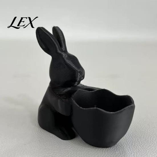 Child-friendly Craft Ornament 3D Printed Easter Bunny Candy Bowl, Cute Rabbit Holding Bowl Figurine, DIY Paintable White Desk Decorative Container