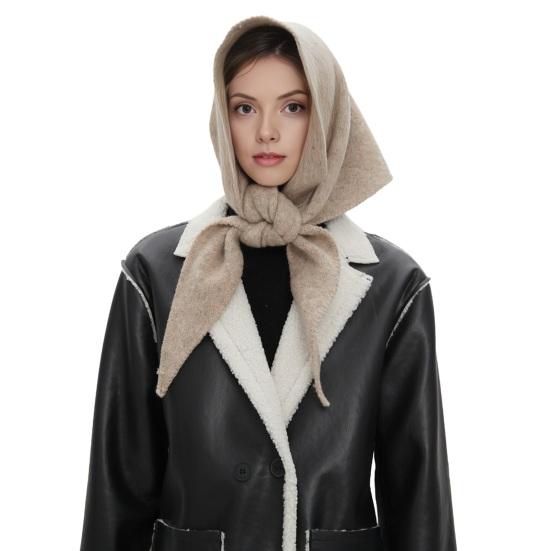 Women Knitting Shawl Wrap Solid Color Triangle Striped Knotted Poncho Blanket Autumn Winter Universal Size Scarf Cardigan