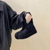 Ретро ботинки на толстой подошве, увеличивающие рост, тонкие ботинки Мартин, модные осенне-зимние замшевые ботинки на плоской подошве средней высоты, универсальные женские ботинки