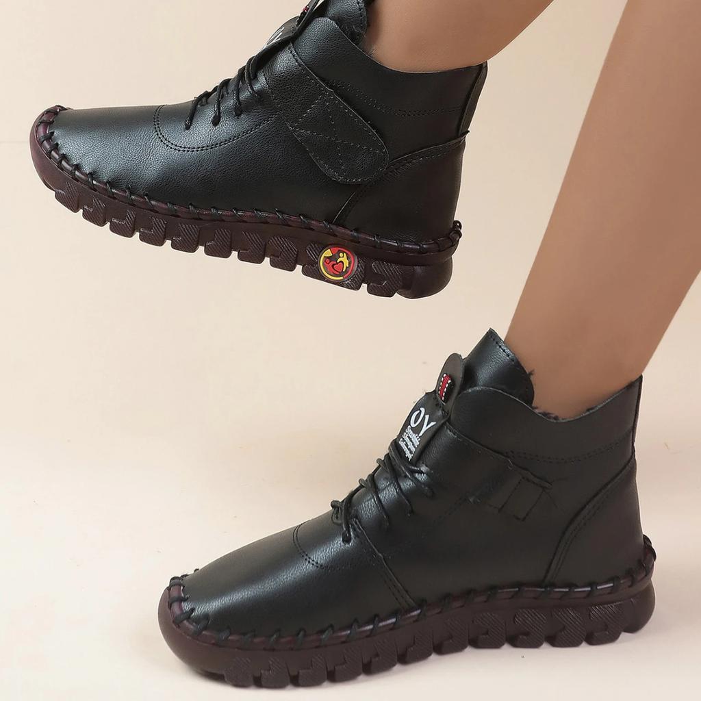 2024 New Women Sneakers Winter Ankle Hand Sewing Thread Mom Boots Cotton Designer Shoes for Women Waterproof Short Snow Sneakers