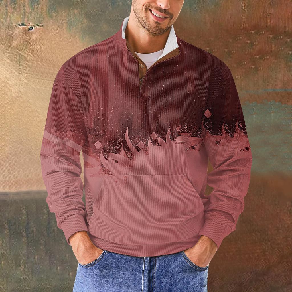 Мужская повседневная толстовка в стиле ретро с градиентным принтом