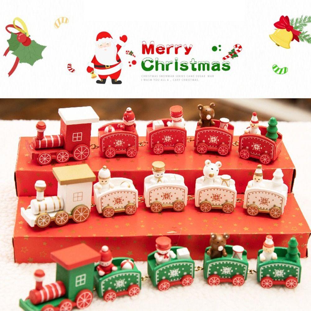 Cake Party Props Christmas Decoration Home Decor Christmas Ornament Window Ornaments Wooden Train