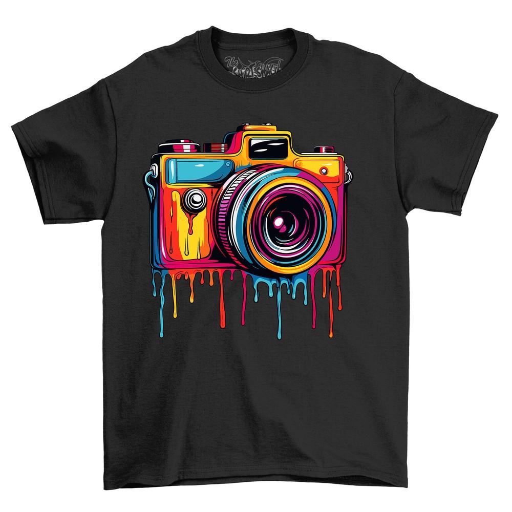 Camera 2 Paint Drip Design T-shirt - Capture Memories In Style! Funny T-shirt, U