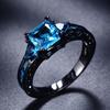 Hot Selling European and American Fashion Black Gold Diamond Set Square Diamond Set Couple Ring