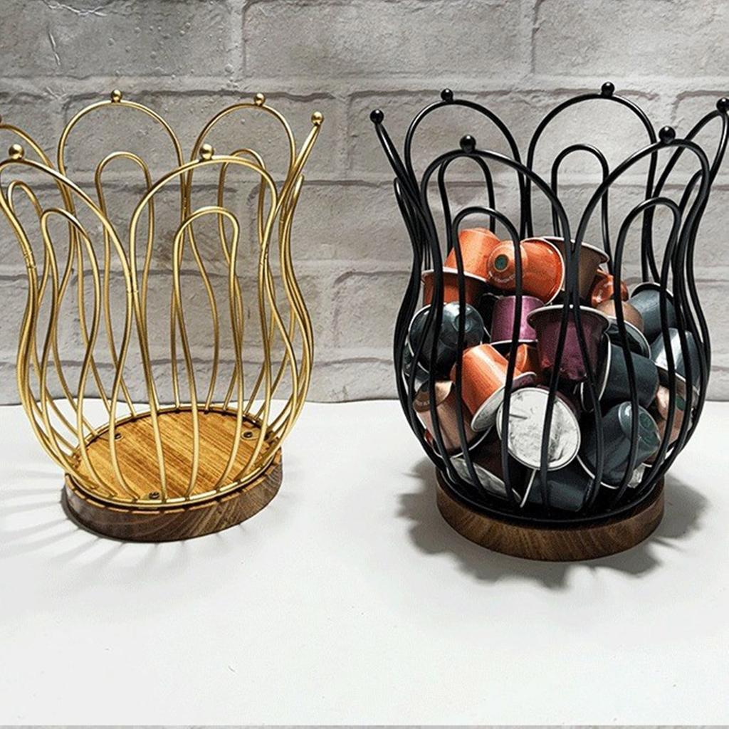 Деревенский держатель для кофейных капсул с основанием из массива дерева, просторный металлический поднос для хранения капсул эспрессо для организации кухни