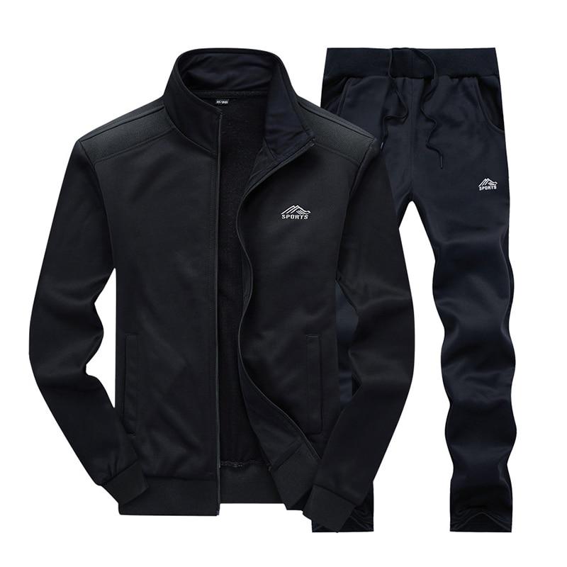 Men Sportswear Set Tracksuit Sporting Fitness Clothing Two Pieces Long Sleeve Jacket + Pants