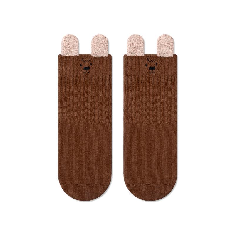Осенне-зимние носочки для малышей: Хлопок класса А, Без косточек, Свободный манжет, Мультяшный дизайн для 1-3 лет с деталями в виде ушек