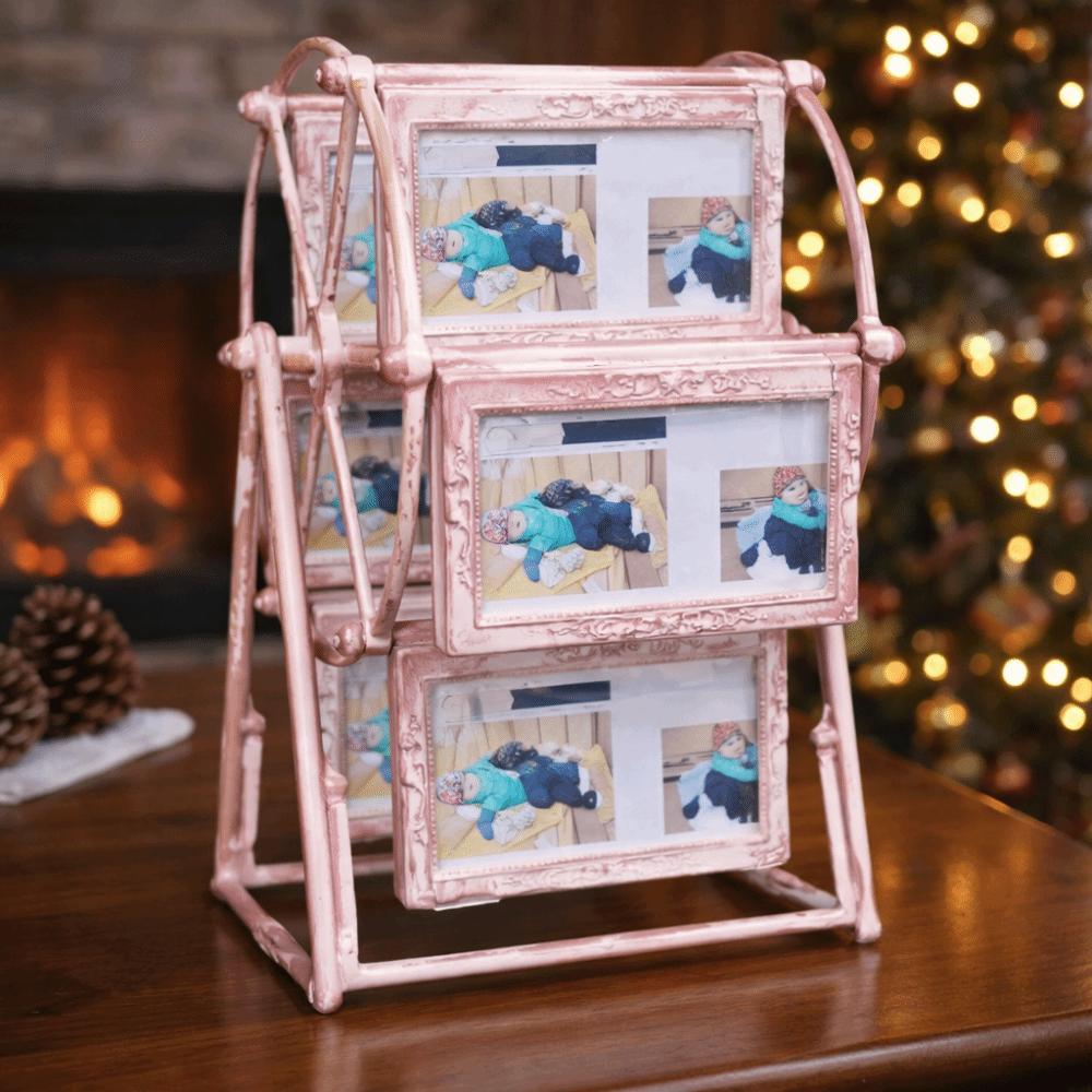 12 Picture Slots Rotatable Photo Frame 360° Spin Photo Display Shelf Birthday Gift