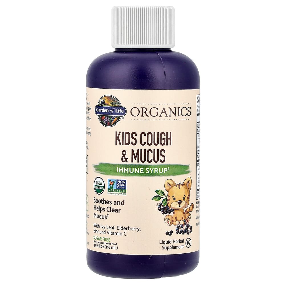 Garden of Life Children's Cough & Mucus Syrup with Ivy Leaf, Zinc, & Vitamin C, 116ml (3.92 fl oz)