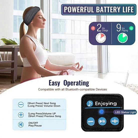 Bluetooth-совместимая 5.0 Повязка на голову Наушники с шумоподавлением Накладные Регулируемая повязка на голову Однотонная Эластичная лента